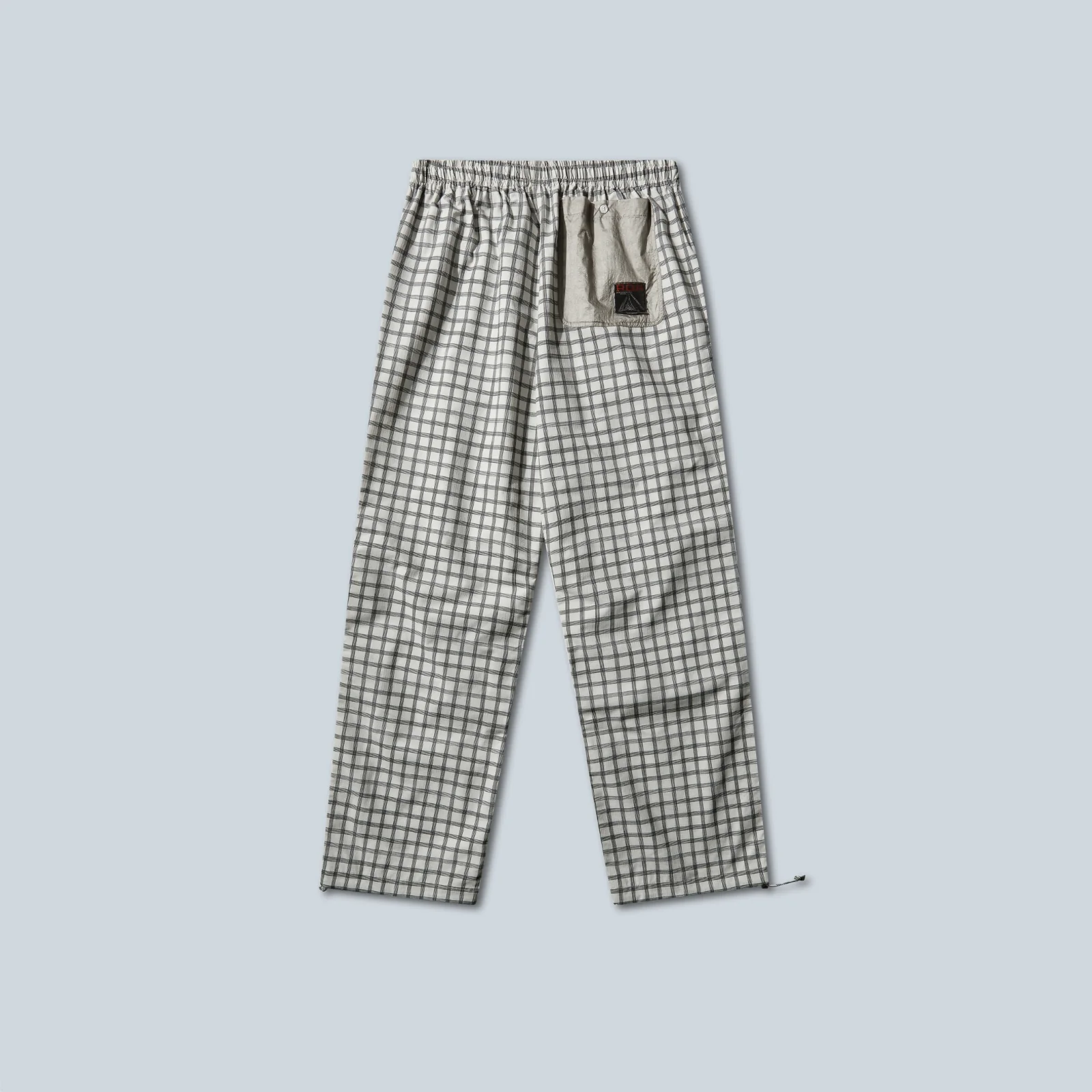 AAIR FLOWEAVE PRINTED CHECK ELASTICATED WAISTBAND PANTS - WHITE - Image 2