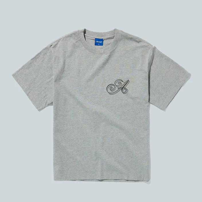 SCRIPT TEE - HEATHER GREY