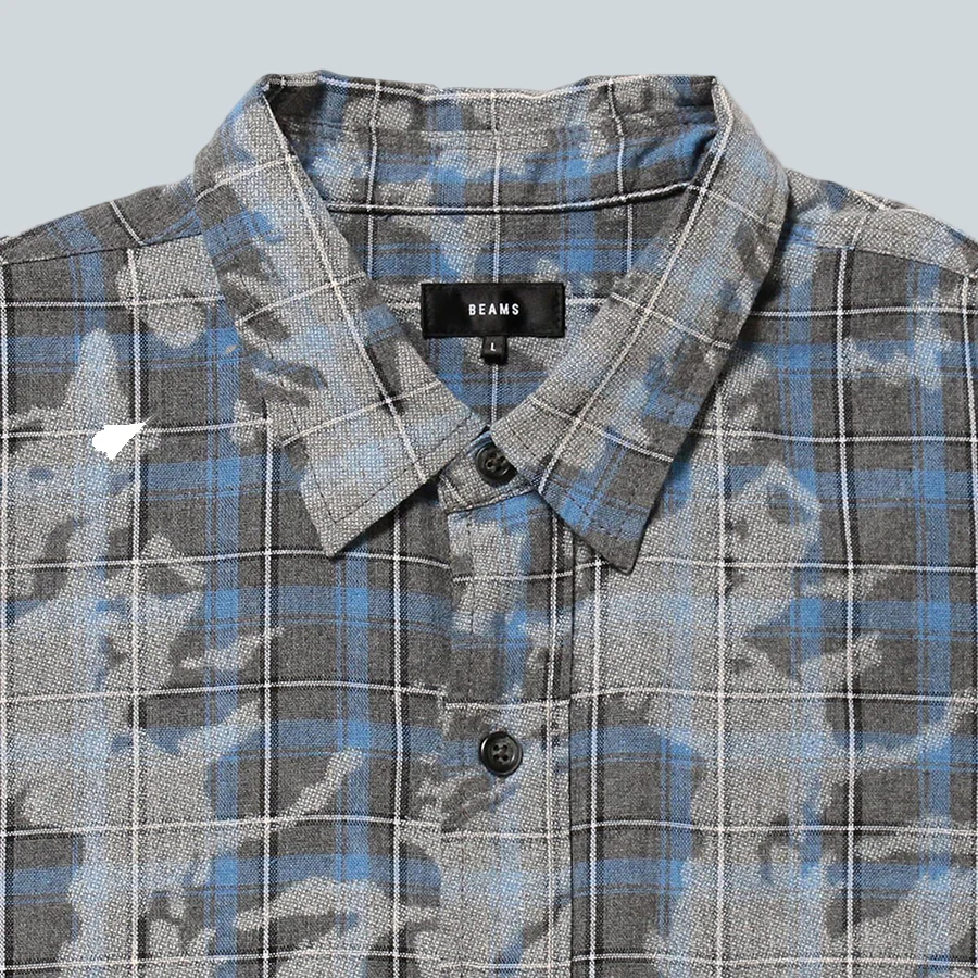 FADED WORK PLAID SHIRT - GREY - Image 3