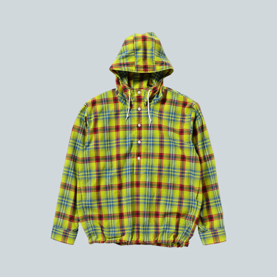 REFLECTOR CHECK HOODIE SHIRTS - YELLOW