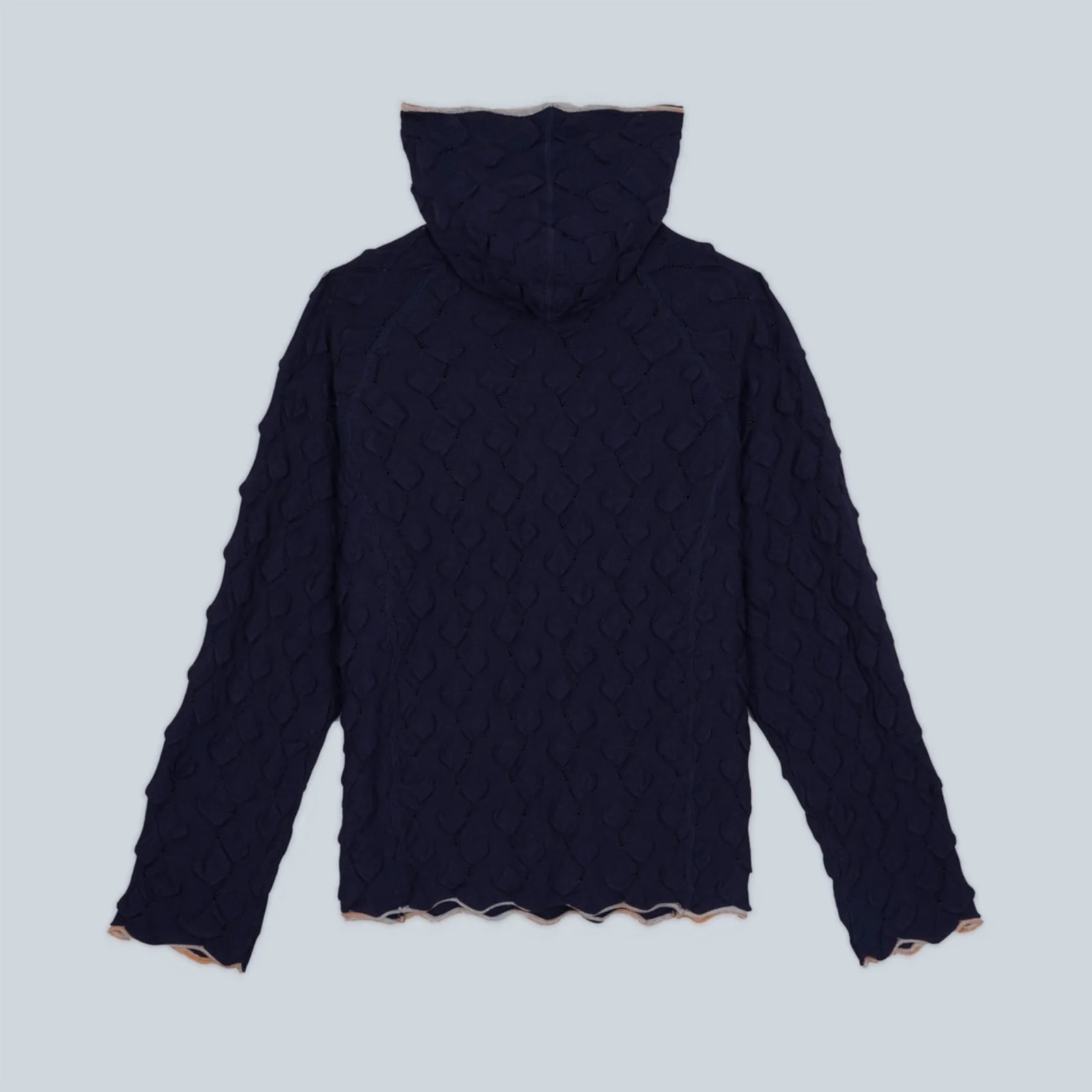 BUBBLE KNIT HOODIE - MID BLUE - Image 2