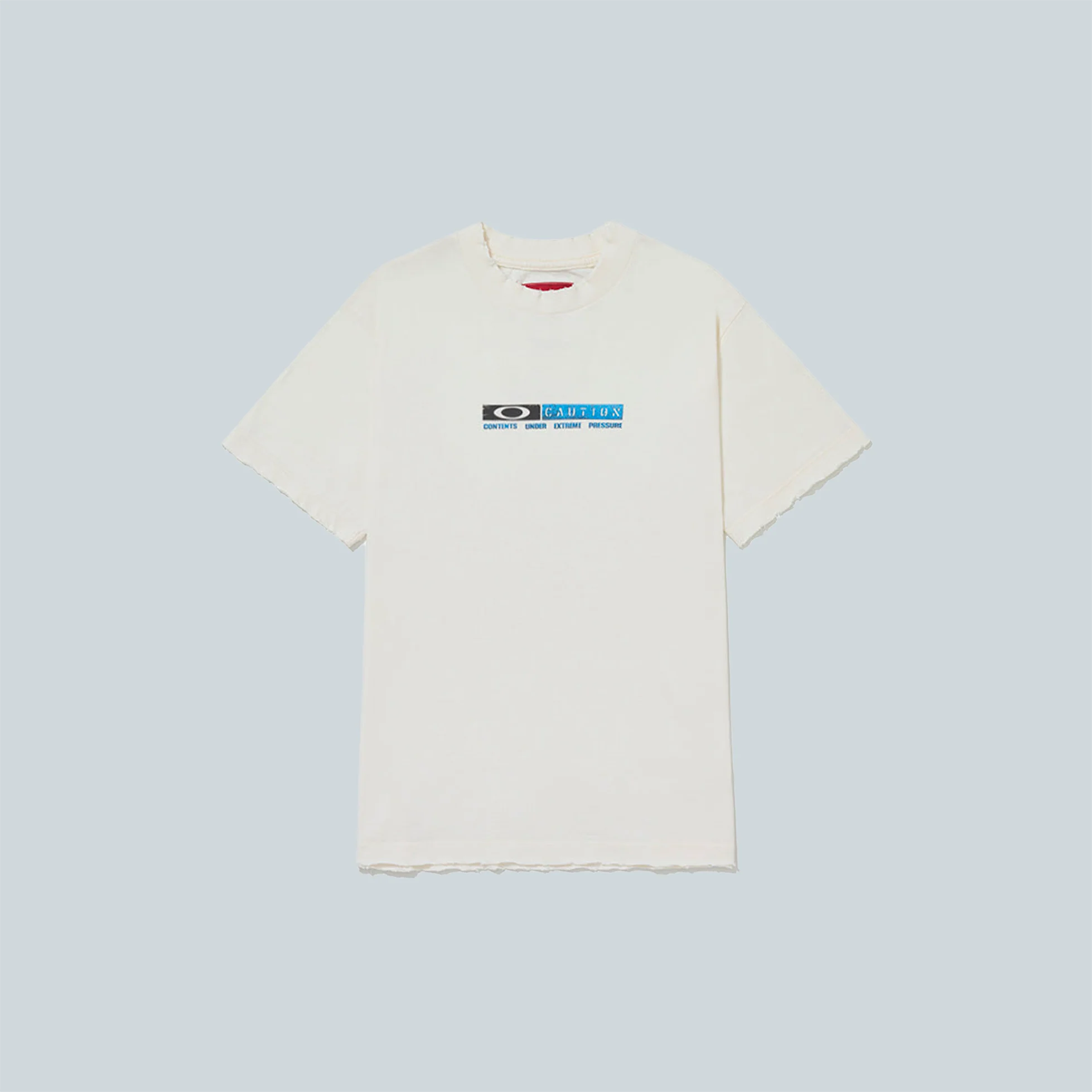 CAUTION RIPPED TSHIRT - BONE WHITE