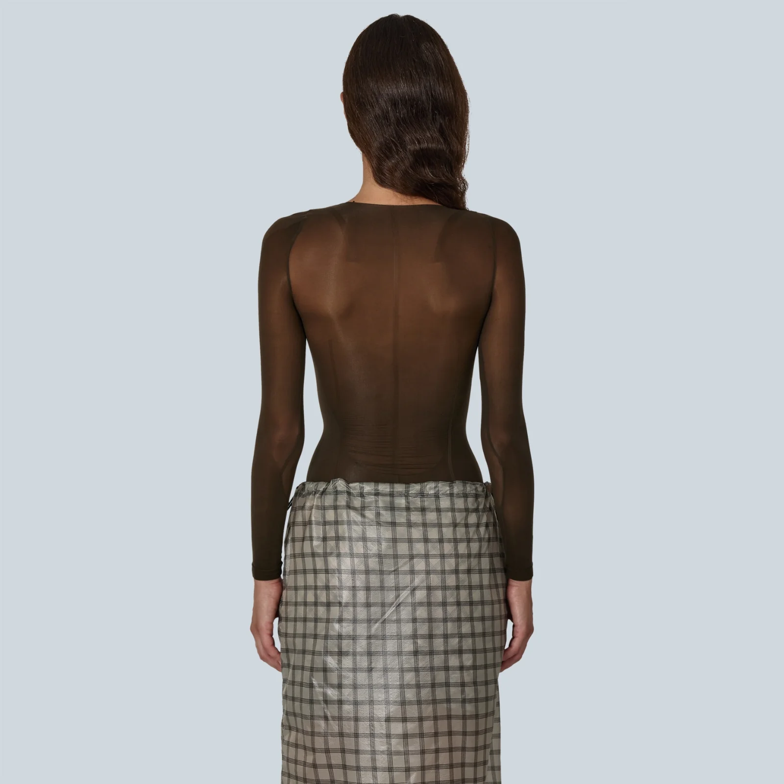 HAZE ULTRALIGHT SEAMLESS SEE THROUGH LONG SLEEVE - DARK BROWN - Image 4