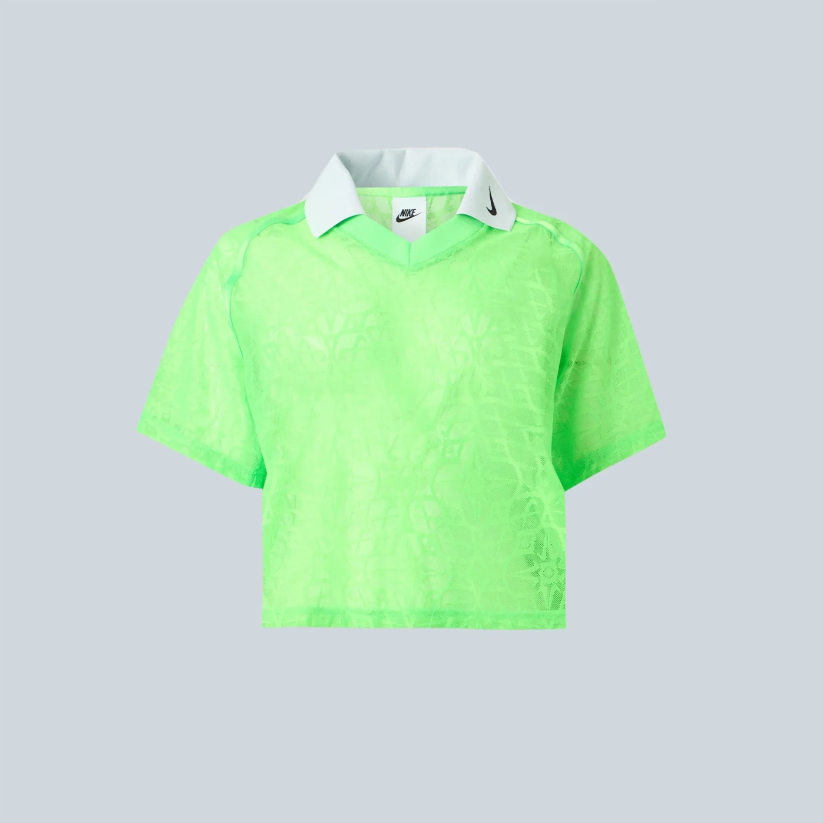 LOOSE LACE POLO JERSEY TOP - GREEN STRIKE