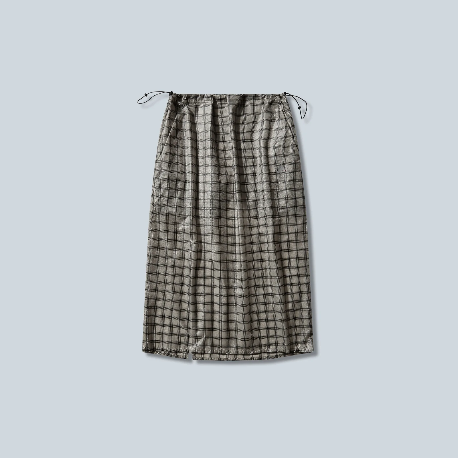 NIA SEE THROUGH PRINTED CHECK MID SKIRT - WHITE