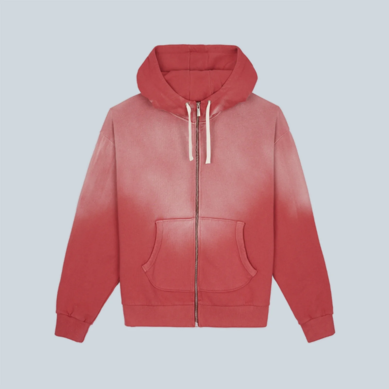PADDED ELBOW ZIP-UP HOODIE - BRICK