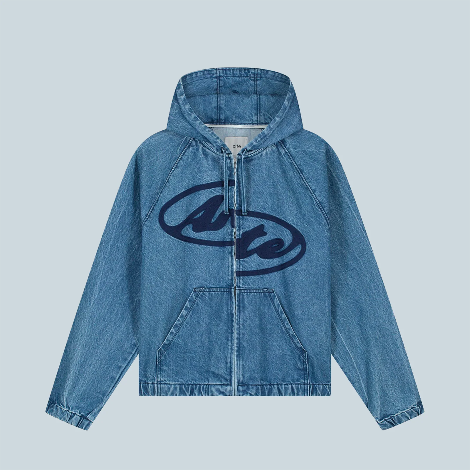 SPLIT LOGO DENIM HOOD JACKET - NAVY