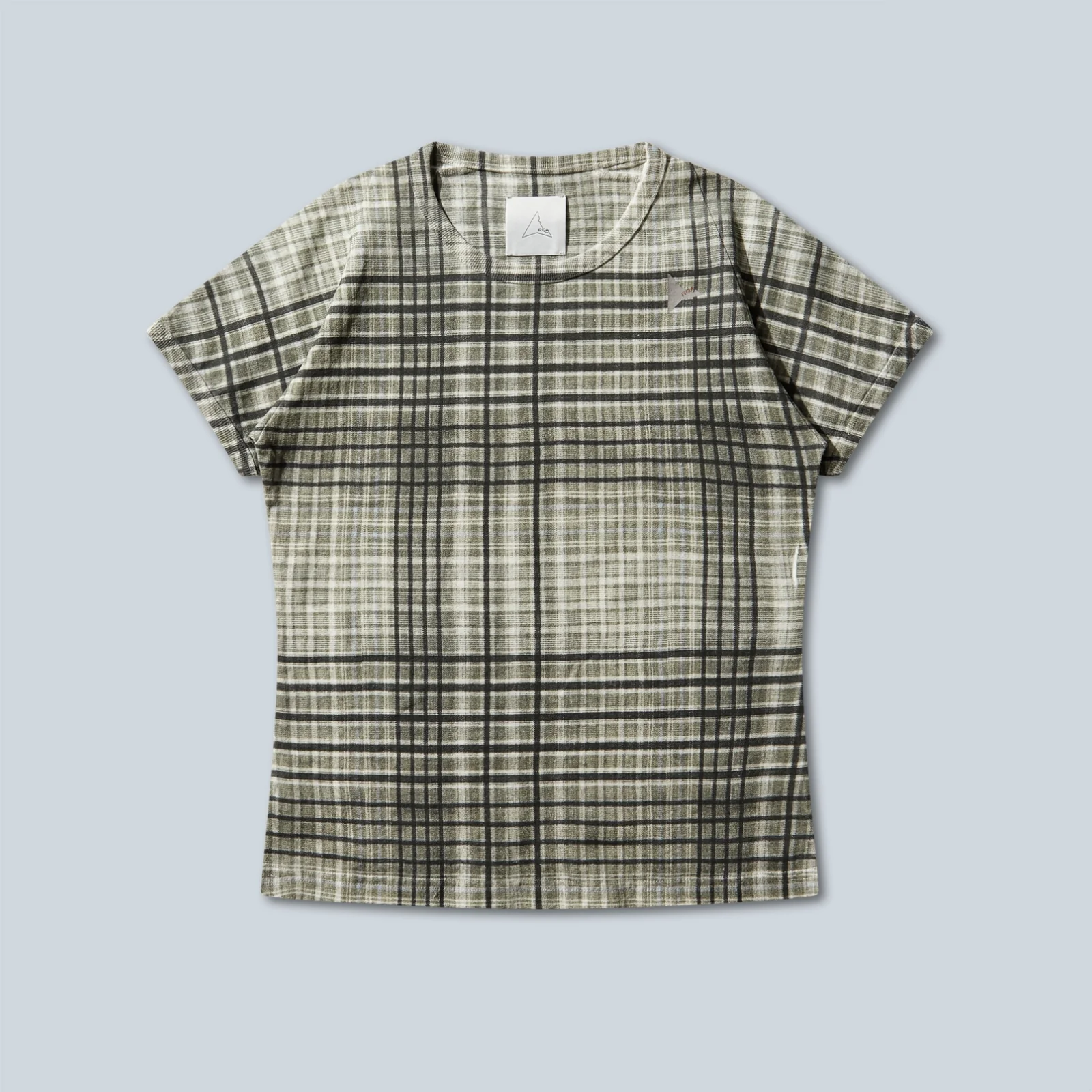 TABA PRINTED CHECK BABY TEE - SAGE GREEN