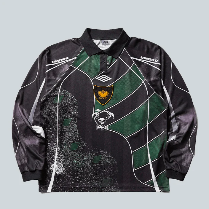 95 96 LONGSLEEVE POLO - DARK GREEN BLACK