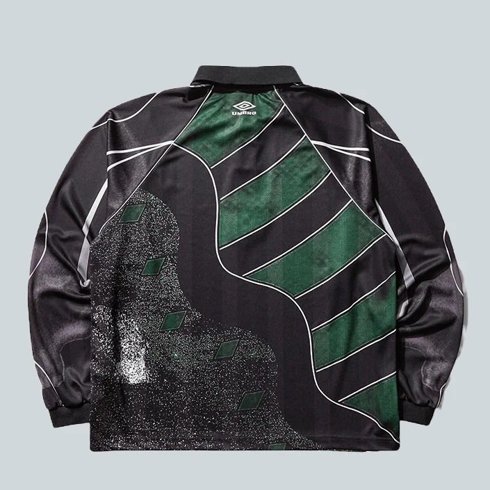 95 96 LONGSLEEVE POLO - DARK GREEN BLACK - Image 2