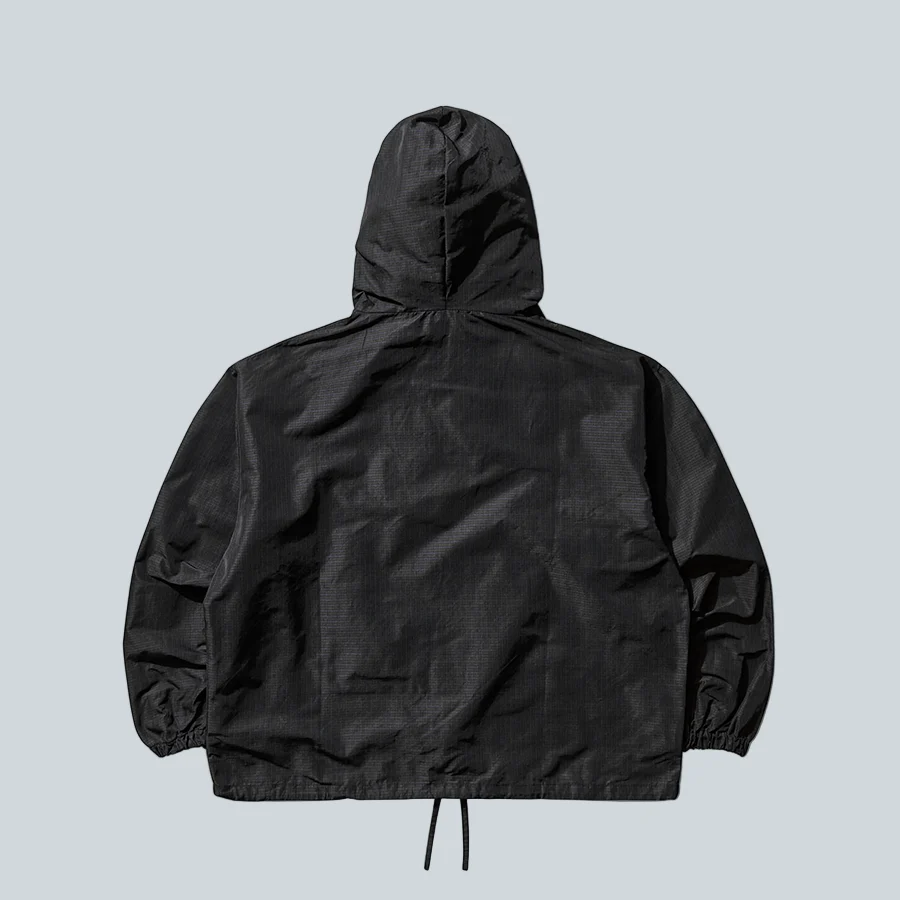 CHECK MASKED ANORAK - NAVY/DARK BROWN - Image 2